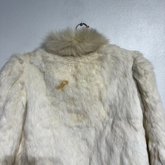 Sergio Valente Cream Dyed Rabbit Fur Vintage Jacket Sz M - Picture 10 of 14